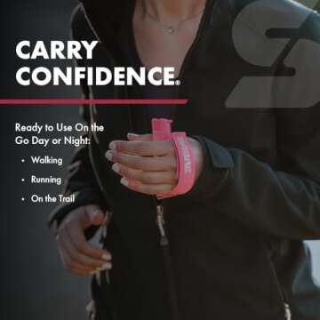 SABRE Runner Pepper Gel, Maximum Police Strength OC Spray, Reflective Hand Strap for Easy Carry & Quick Access, 0.67 fl oz, Secure & Easy to Use Safety, Optional Clip-On Alarm & LED Armband Combos