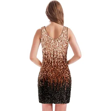 MANER Women's Sparkly V-Neck Sequin Dress for Parties