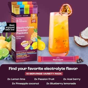 Key Nutrients Hydration Packets: 5 Flavors, No Sugar, 10 Pack
