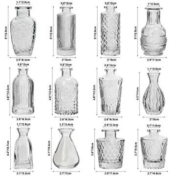 RUCKACE Small Clear Bud Vases Bulk 12 Pack Mini Flower Glass Vases for Centerpiece Table Wedding Dec...