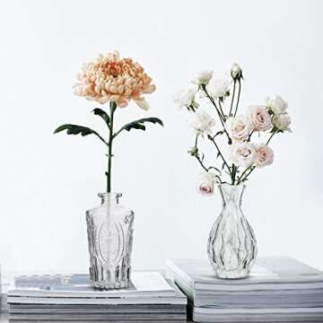 RUCKACE Small Clear Bud Vases Bulk 12 Pack Mini Flower Glass Vases for Centerpiece Table Wedding Decorations Home Decor Party(Transparent)