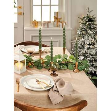 LPUSA Olive Spiral Taper Dinner Candles Conical Stick Candles Wax Unscented Dinner Candle Dripless f...