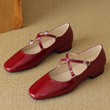 LUXINYU Women's Red Mary Jane Shoes Comfortable & Stylish