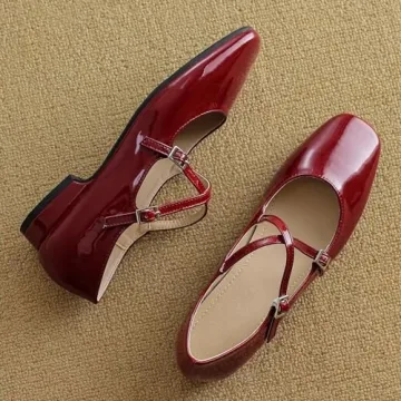 LUXINYU Women's Red Mary Jane Shoes Comfortable & Stylish