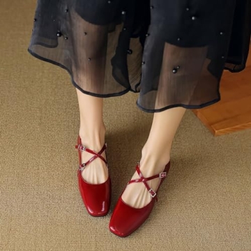 LUXINYU Women's Red Mary Jane Shoes Comfortable & Stylish