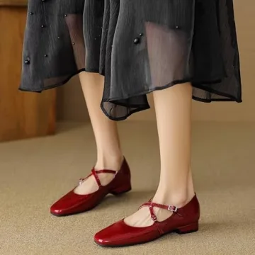 LUXINYU Women's Red Mary Jane Shoes Comfortable & Stylish