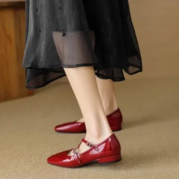 LUXINYU Women's Red Mary Jane Shoes Comfortable & Stylish