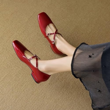 LUXINYU Women's Red Mary Jane Shoes Comfortable & Stylish