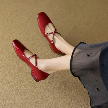LUXINYU Women's Red Mary Jane Shoes Comfortable & Stylish