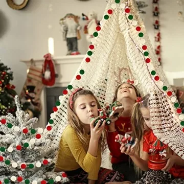 Jishi Christmas Pom Pom Garland 3pk for Holiday Cheer