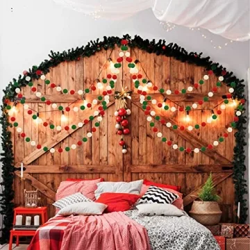 Jishi Christmas Pom Pom Garland 3pk for Holiday Cheer