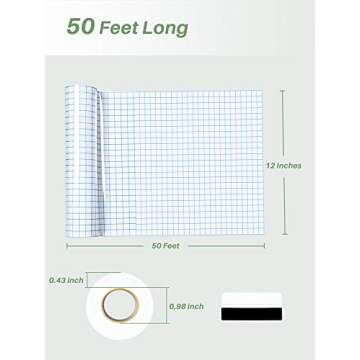 JARLINK Vinyl Transfer Paper Tape, 12'' x 50 Feet Transfer Tape Roll with Blue Alignment Grid for Self Adhesive Vinyl, Clear Medium Tack Tape for Windows, Walls, Stickers, Decals