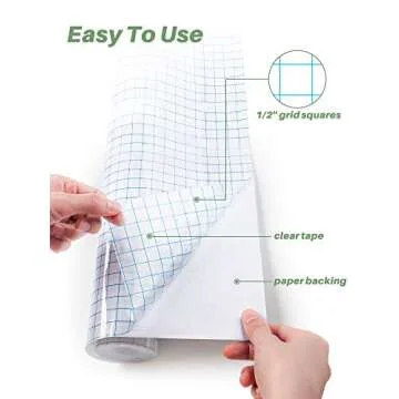 JARLINK Vinyl Transfer Paper Tape, 12'' x 50 Feet Transfer Tape Roll with Blue Alignment Grid for Self Adhesive Vinyl, Clear Medium Tack Tape for Windows, Walls, Stickers, Decals