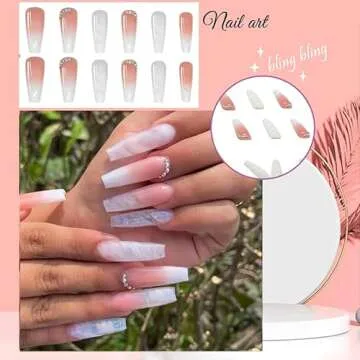 YOSOMK Long Glossy Press On Nails for Women and Girls