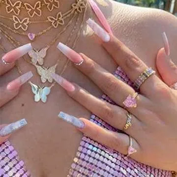 YOSOMK Long Glossy Press On Nails for Women and Girls