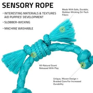 Playology Puppy Rope Dog Toy for Sensory Development | Engaging All-Natural Peanut Butter Scented Me...