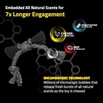 Playology Puppy Rope Dog Toy for Sensory Development | Engaging All-Natural Peanut Butter Scented Medium Sized Interactive Tug & Chew Dog Toy for Puppies up to 50 lbs