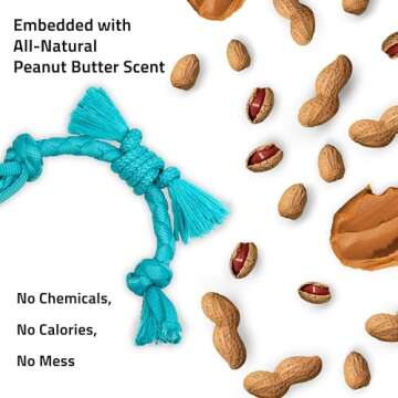 Playology Puppy Rope Dog Toy for Sensory Development | Engaging All-Natural Peanut Butter Scented Medium Sized Interactive Tug & Chew Dog Toy for Puppies up to 50 lbs