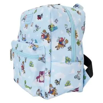 Loungefly Disney Pixar Toy Story Movie Collab All-Over Print Nylon Square Mini Backpack, Black, LF-WDBK3575