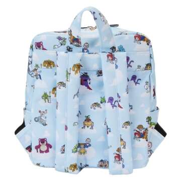 Loungefly Disney Pixar Toy Story Movie Collab All-Over Print Nylon Square Mini Backpack, Black, LF-WDBK3575