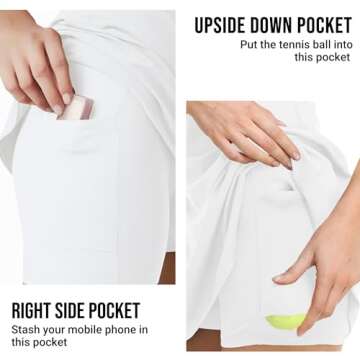 Womens Workout Tennis Dress with Built in Shorts and Bra Athletic Golf Activewear for Exercise White Medium