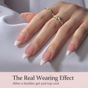 BTArtboxnails French Gel Nail Tips - French Tip Press on Nails Pink Medium Almond XCOATTIPS for Nail Extensions