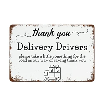 NAMEY Vintage Funny Wall Decor Sign Delivery Thank You Delivery Driver Sign 8x12 Inch Decor for Room...