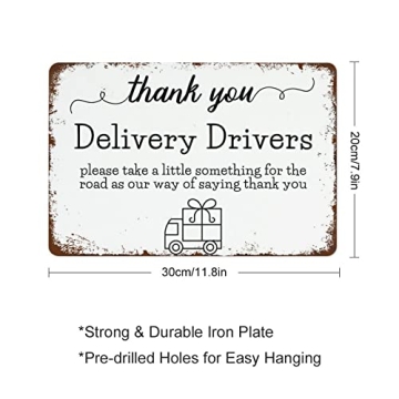NAMEY Vintage Funny Wall Decor Sign Delivery Thank You Delivery Driver Sign 8x12 Inch Decor for Room Cafe Restaurant Office Bar Club Garage