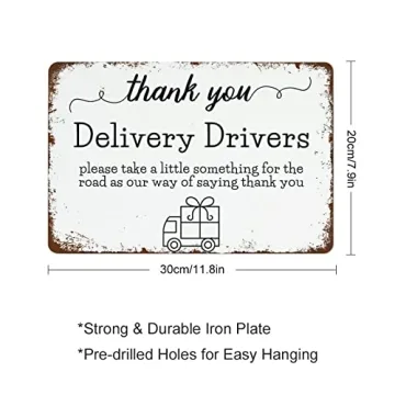 NAMEY Vintage Funny Wall Decor Sign Delivery Thank You Delivery Driver Sign 8x12 Inch Decor for Room Cafe Restaurant Office Bar Club Garage