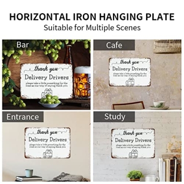 NAMEY Vintage Funny Wall Decor Sign Delivery Thank You Delivery Driver Sign 8x12 Inch Decor for Room Cafe Restaurant Office Bar Club Garage