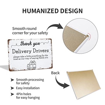 NAMEY Vintage Funny Wall Decor Sign Delivery Thank You Delivery Driver Sign 8x12 Inch Decor for Room Cafe Restaurant Office Bar Club Garage