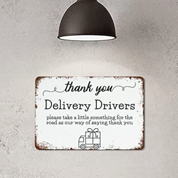 NAMEY Vintage Funny Wall Decor Sign Delivery Thank You Delivery Driver Sign 8x12 Inch Decor for Room Cafe Restaurant Office Bar Club Garage