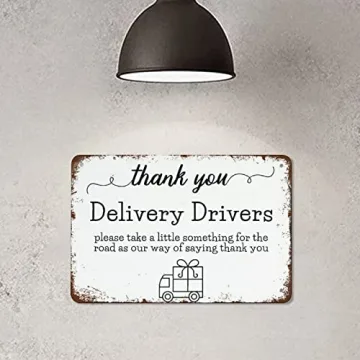 NAMEY Vintage Funny Wall Decor Sign Delivery Thank You Delivery Driver Sign 8x12 Inch Decor for Room Cafe Restaurant Office Bar Club Garage