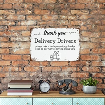 NAMEY Vintage Funny Wall Decor Sign Delivery Thank You Delivery Driver Sign 8x12 Inch Decor for Room Cafe Restaurant Office Bar Club Garage