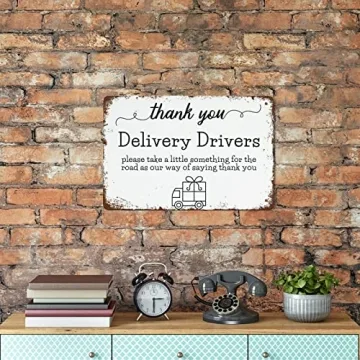 NAMEY Vintage Funny Wall Decor Sign Delivery Thank You Delivery Driver Sign 8x12 Inch Decor for Room Cafe Restaurant Office Bar Club Garage