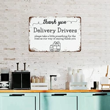 NAMEY Vintage Funny Wall Decor Sign Delivery Thank You Delivery Driver Sign 8x12 Inch Decor for Room Cafe Restaurant Office Bar Club Garage