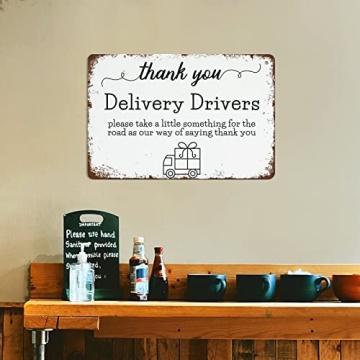 NAMEY Vintage Funny Wall Decor Sign Delivery Thank You Delivery Driver Sign 8x12 Inch Decor for Room Cafe Restaurant Office Bar Club Garage