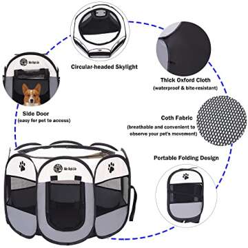 Mile High Life | Foldable Dog Playpen | Portable Dog Crate w Removable Shade Cover | Dog Kennel Indo...