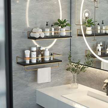 Stylish ZGO Floating Shelves with Towel Rack for Home Decor