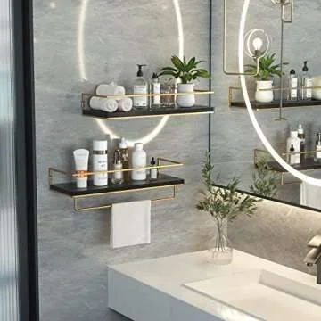 Stylish ZGO Floating Shelves with Towel Rack for Home Decor