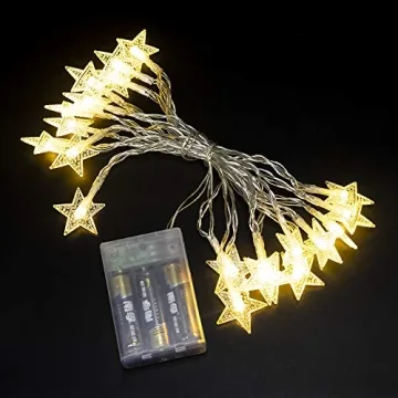20 LED Twinkle Star String Lights Battery Operated Warm White