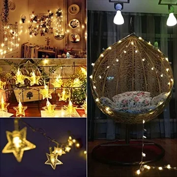 20 LED Twinkle Star String Lights Battery Operated Warm White