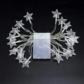 20 LED Twinkle Star String Lights Battery Operated Warm White