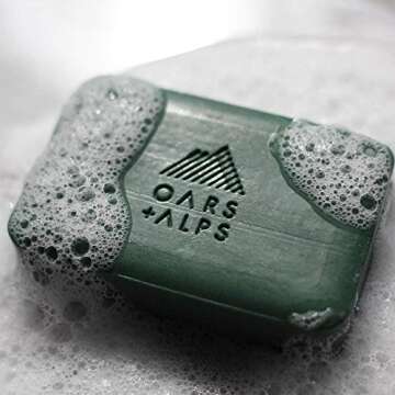 Oars + Alps Peppermint Charcoal Exfoliating Men's Bar Soap, Dermatologist Tested and Made with Clean...