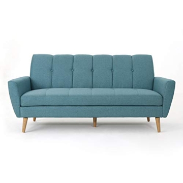Christopher Knight Home Treston Mid-Century Fabric Sofa - Elegant Blue/Natural Design