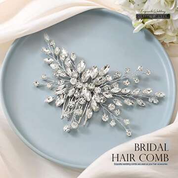 Easedaily Bride Wedding Hair Comb Silver Crystal Hair Pieces Rhinestone Headpieces Bridal Hair Clip ...