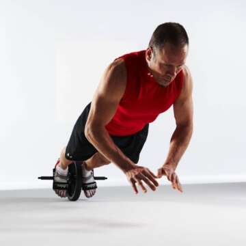 Lifeline Power Wheel for At Home Full Body Functional Fitness Strength including Abs & Core, Lower Body and Upper Body with Foot Straps for More Workout Options , Black