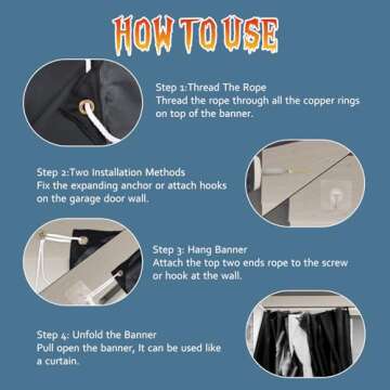 Roetyce Scary Halloween Garage Door Decorations, No One Leaves Extra Large Happy Halloween Garage Door Cover Banner 7 x 16Ft, Outdoor Halloween Party Supplies, Skull Halloween Backdrop Photo Props