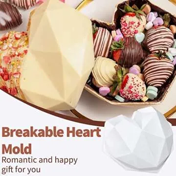 WhiteRhino Silicone Chocolate Molds Set,Large Breakable Heart Mold,2.6in Hot Cocoa Bomb Mold,Round Oreo Molds for Baking,Popsicle Cakesicle Molds,Letter Molds,Gift for Easter,Summer Vacation,Birthday