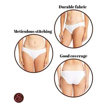 ESTEEZ Large White Underwear Low Rise Cotton Bikini Panties for Women - Ropa Interior de Algodón para Mujer Ladies Panties Pack (EX804253-WHITE-6PK-L)